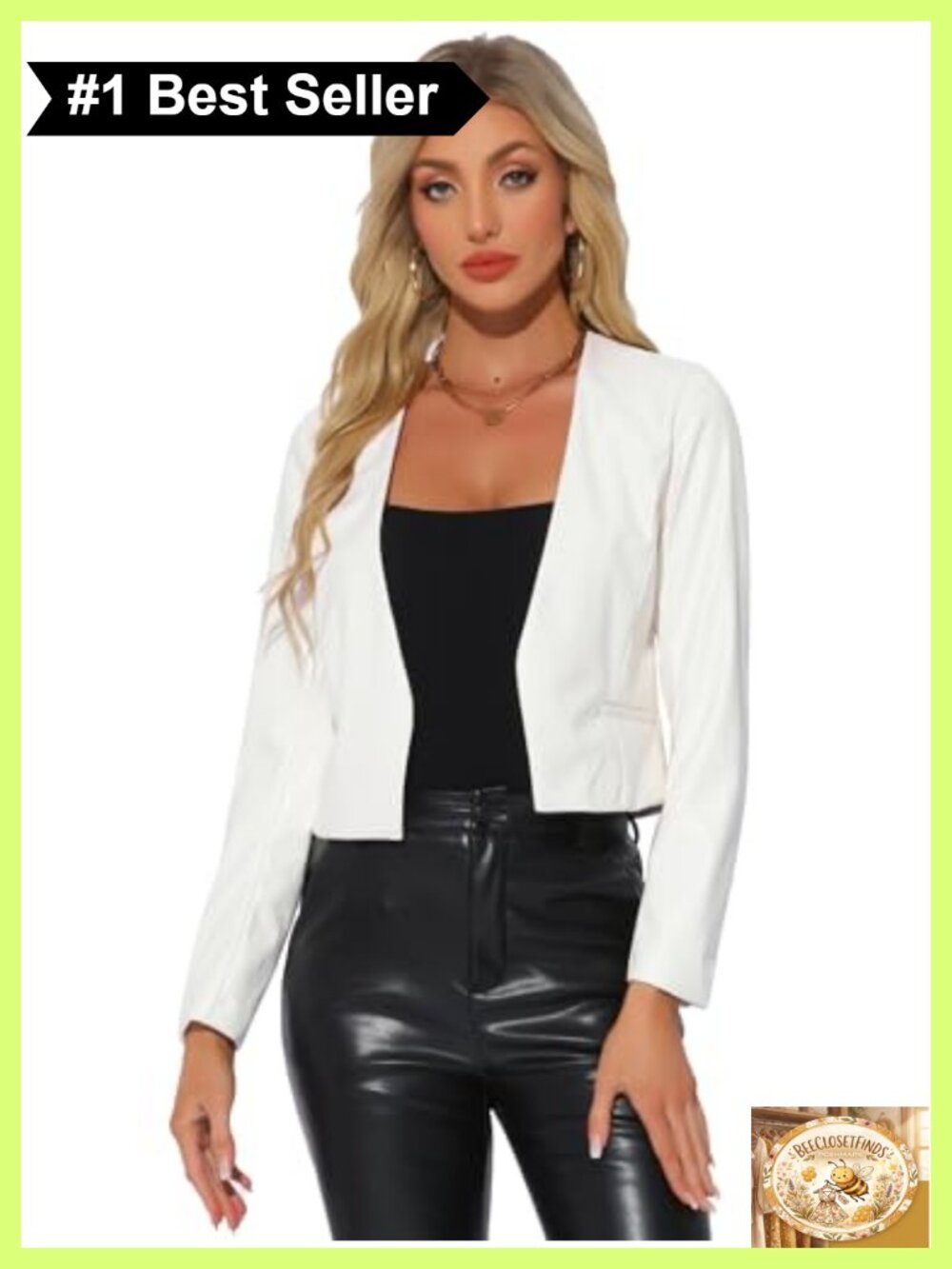 Faux Leather Moto Biker Jacket Collarless Cropped Women's
